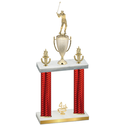 Double Red Carbon Fiber Fourth Place Golf Trophy