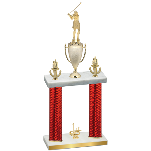 Double Red Carbon Fiber First Place Golf Trophy