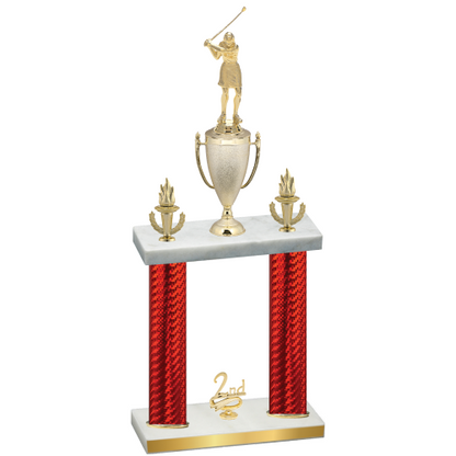 Double Red Carbon Fiber Second Place Golf Trophy