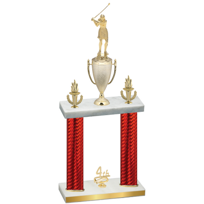 Double Red Carbon Fiber Fourth Place Golf Trophy
