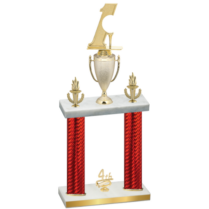 Double Red Carbon Fiber Fourth Place Golf Trophy