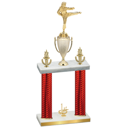 Double Red Carbon Fiber First Place Karate Trophy