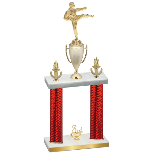 Double Red Carbon Fiber Third Place Karate Trophy