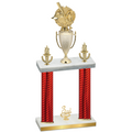 Double Red Carbon Fiber Third Place Baseball Trophy