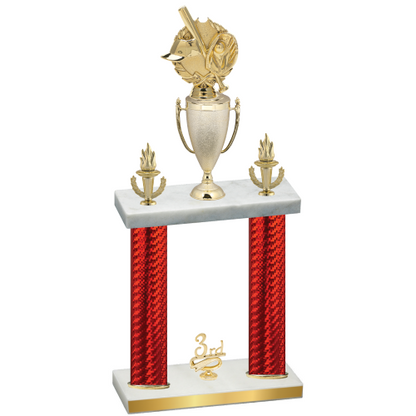 Double Red Carbon Fiber Third Place Baseball Trophy