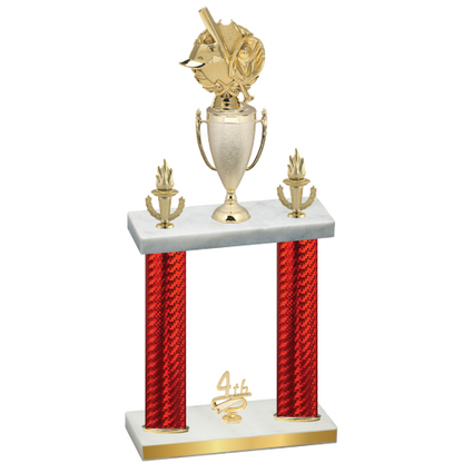 Double Red Carbon Fiber Fourth Place Baseball Trophy