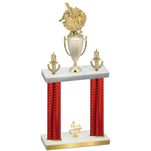 Double Red Carbon Fiber Fourth Place Baseball Trophy