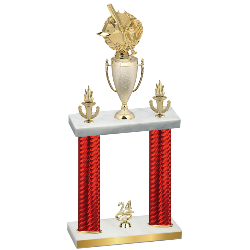 Double Red Carbon Fiber Year Baseball Trophy