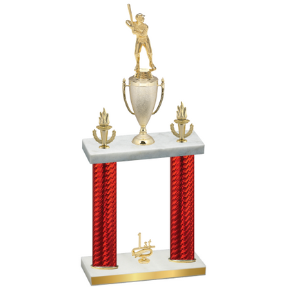 Double Red Carbon Fiber First Place Baseball Trophy