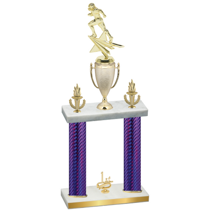 Double Purple Carbon Fiber First Place Football Trophy
