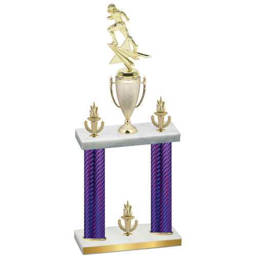 Double Purple Carbon Fiber Victory Football Trophy