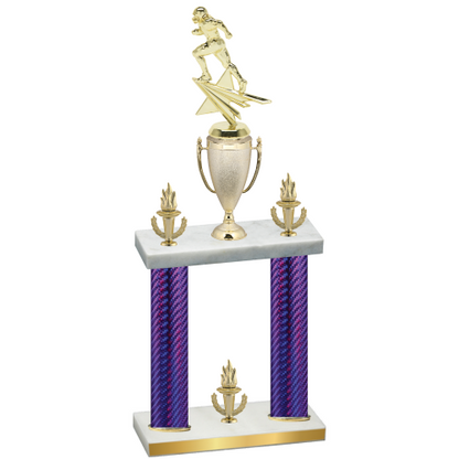 Double Purple Carbon Fiber Victory Football Trophy