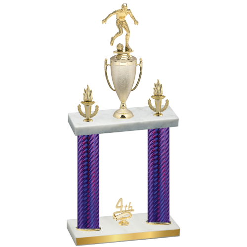 Double Purple Carbon Fiber Fourth Place Soccer Trophy