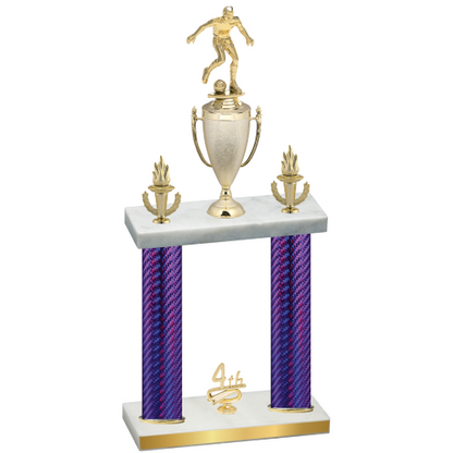 Double Purple Carbon Fiber Fourth Place Soccer Trophy