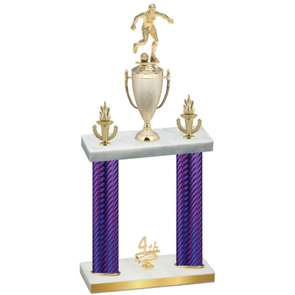 Double Purple Carbon Fiber Fourth Place Soccer Trophy