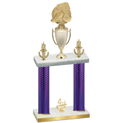 Double Purple Carbon Fiber Fourth Place Soccer Trophy