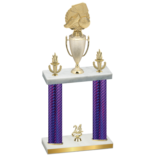 Double Purple Carbon Fiber Year Soccer Trophy