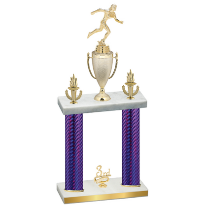 Double Purple Carbon Fiber Third Place Running Trophy