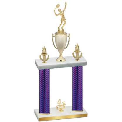 Double Purple Carbon Fiber Fourth Place Tennis Trophy