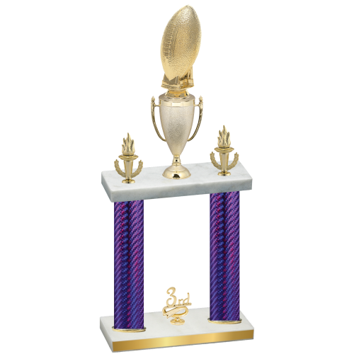 Double Purple Carbon Fiber Third Place Football Trophy