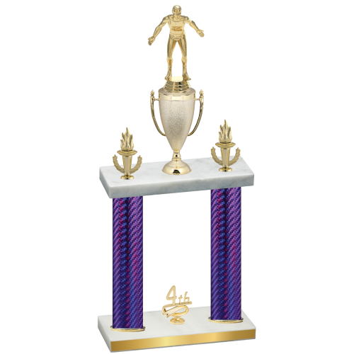 Double Purple Carbon Fiber Fourth Place Wrestling Trophy