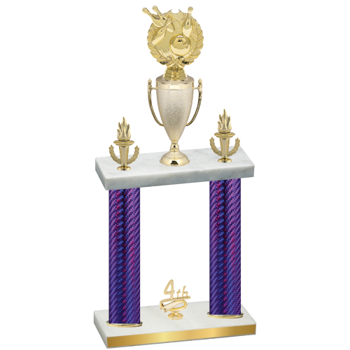 Double Purple Carbon Fiber Fourth Place Bowling Trophy