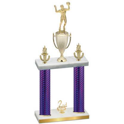 Double Purple Carbon Fiber Second Place Volleyball Trophy