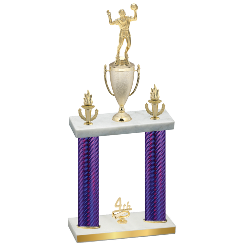 Double Purple Carbon Fiber Fourth Place Volleyball Trophy