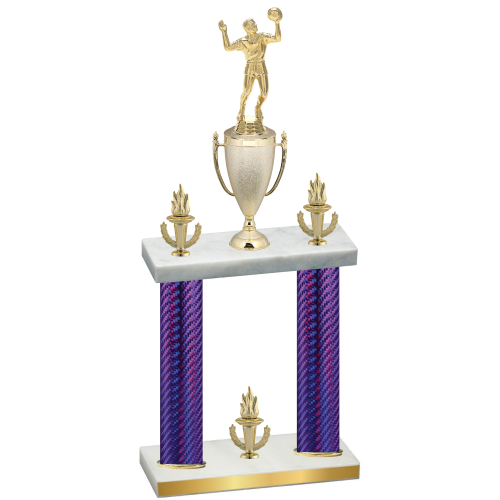 Double Purple Carbon Fiber Victory Volleyball Trophy