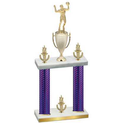Double Purple Carbon Fiber Victory Volleyball Trophy