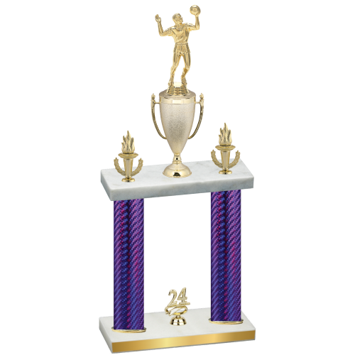 Double Purple Carbon Fiber Year Volleyball Trophy