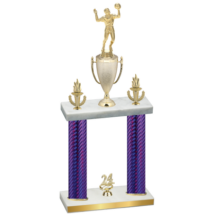 Double Purple Carbon Fiber Year Volleyball Trophy