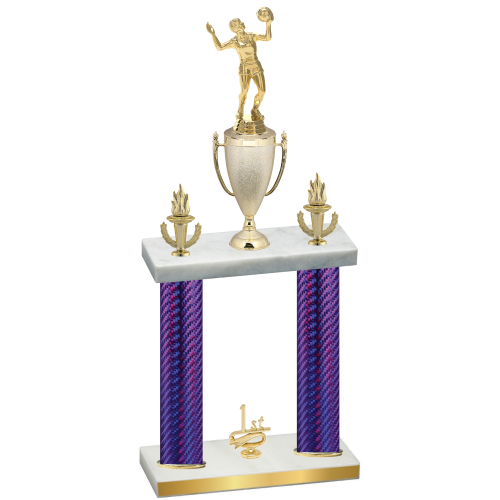 Double Purple Carbon Fiber First Place Volleyball Trophy
