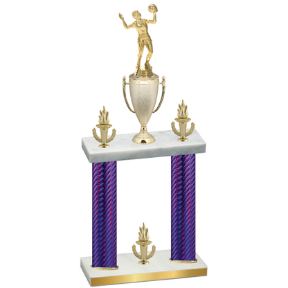 Double Purple Carbon Fiber Victory Volleyball Trophy