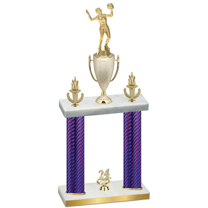 Double Purple Carbon Fiber Year Volleyball Trophy