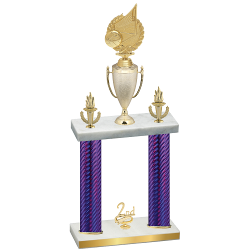 Double Purple Carbon Fiber Second Place Volleyball Trophy