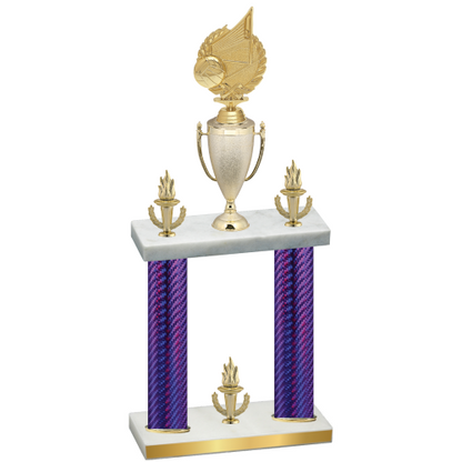 Double Purple Carbon Fiber Victory Volleyball Trophy