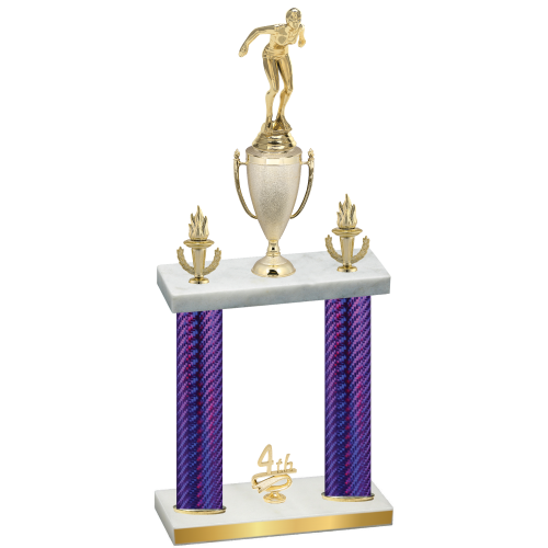 Double Purple Carbon Fiber Fourth Place Tennis Trophy