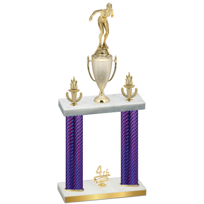 Double Purple Carbon Fiber Fourth Place Tennis Trophy