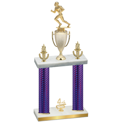Double Purple Carbon Fiber Fourth Place Football Trophy