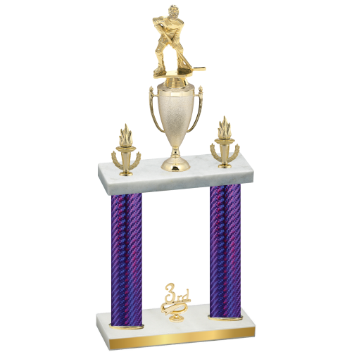 Double Purple Carbon Fiber Third Place Hockey Trophy