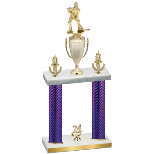 Double Purple Carbon Fiber Year Hockey Trophy