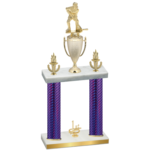 Double Purple Carbon Fiber First Place Hockey Trophy