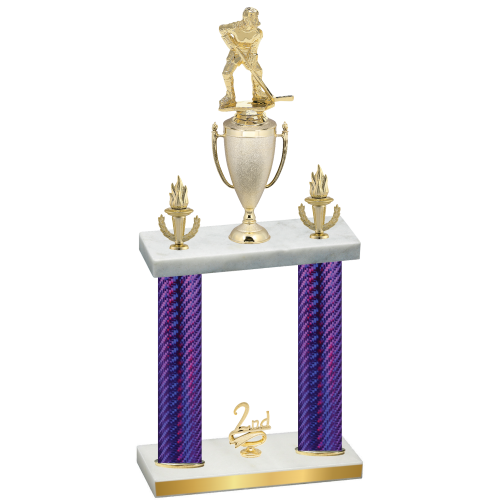 Double Purple Carbon Fiber Second Place Hockey Trophy