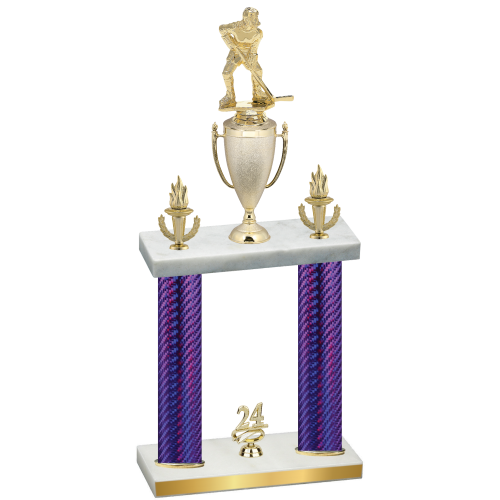 Double Purple Carbon Fiber Year Hockey Trophy