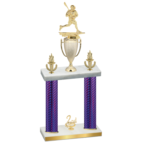 Double Purple Carbon Fiber Second Place Lacrosse Trophy