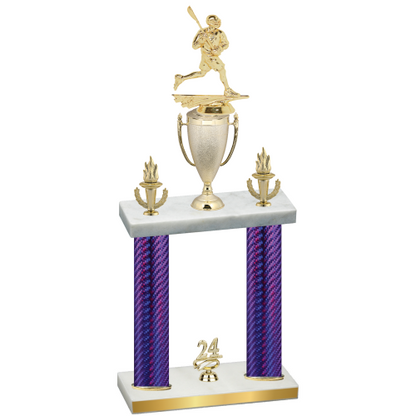 Double Purple Carbon Fiber Year Lacrosse Trophy