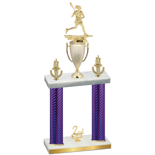 Double Purple Carbon Fiber Second Place Lacrosse Trophy