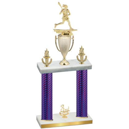 Double Purple Carbon Fiber Third Place Lacrosse Trophy