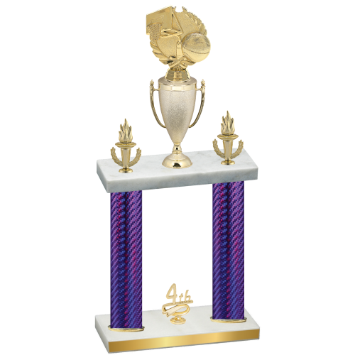 Double Purple Carbon Fiber Fourth Place Basketball Trophy